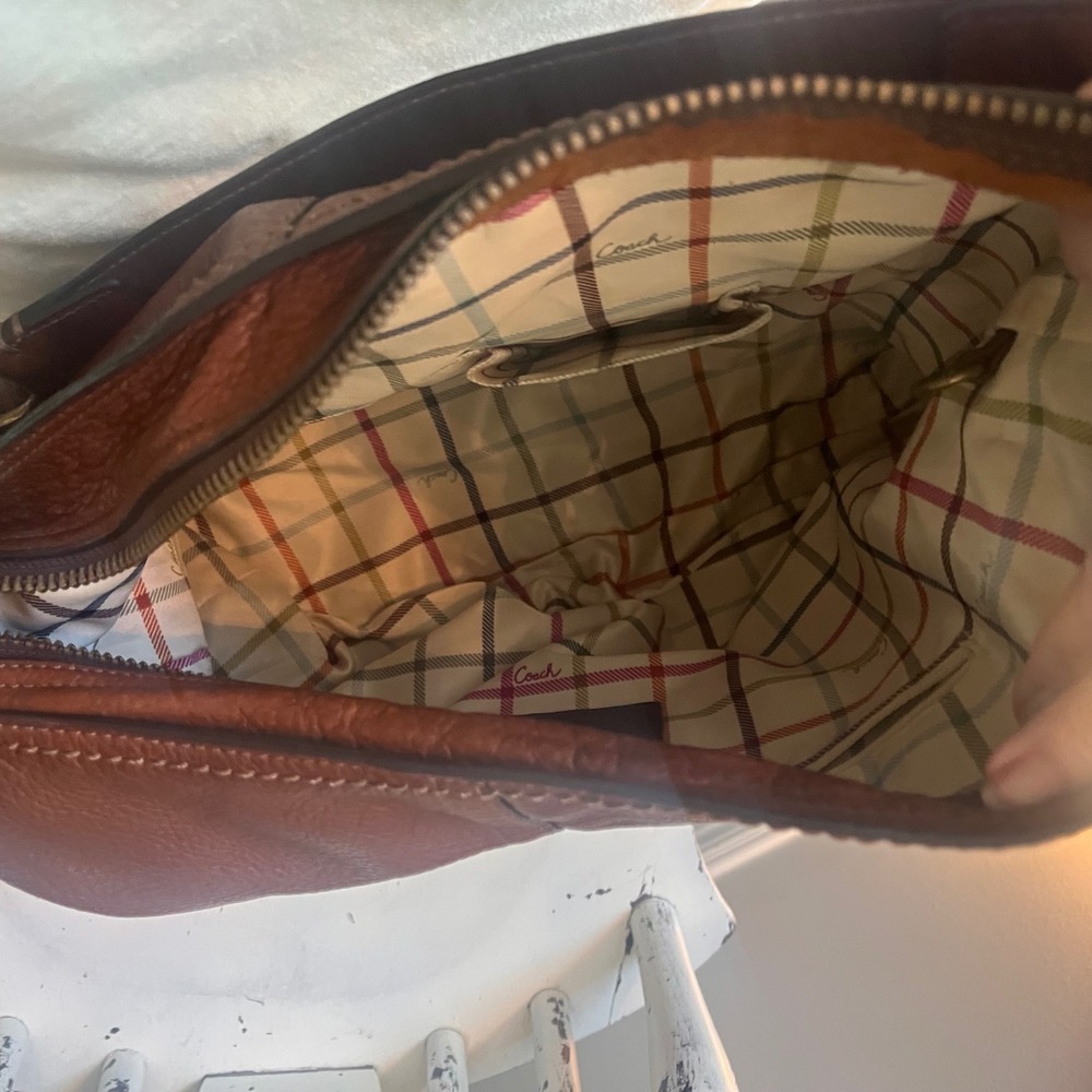 VTG Coach Bleecker hobo Brown Pebbled Leather Woven Shoulder Bag 12378 - Picture 6 of 9